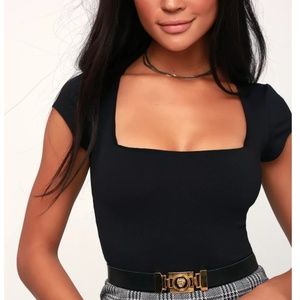 Free People Tops - Free People SQUARE EYES BLACK BODYSUIT Free People Tops - Free People SQUARE EYES BLACK BODYSUIT